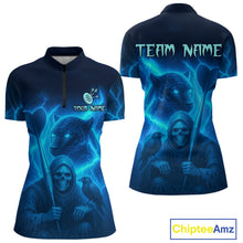 Load image into Gallery viewer, Custom Panther Lightning Blue Grim Reaper Dart 1/4-Zip Shirt For Women Outfit Dart Team Jersey NYN1477
