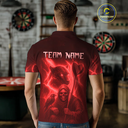 Custom Panther Lightning Red Grim Reaper Dart Polo Shirt For Men Outfit Dart Team Jersey NYN1478