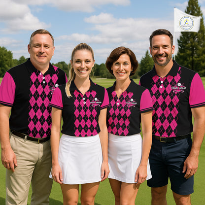 Argyle Golf Polo Shirt For Men Personalized Pink Argyle Golf Shirt Short Sleeve Golf Apparel NYN4563