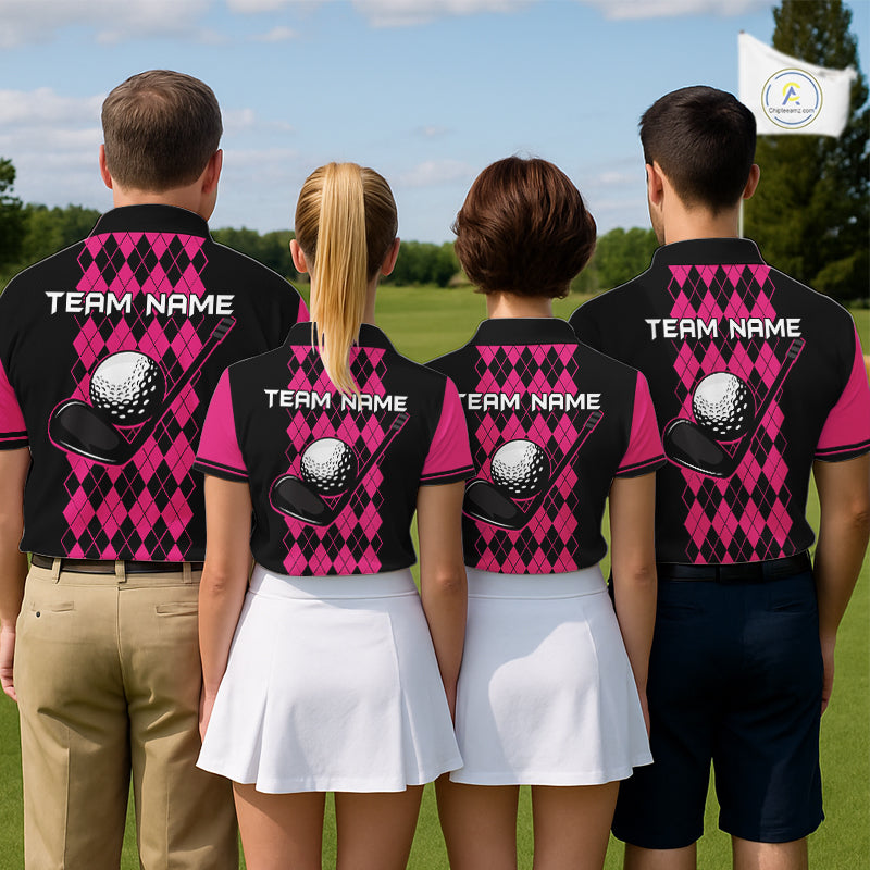 Argyle Golf Polo Shirt For Men Personalized Pink Argyle Golf Shirt Short Sleeve Golf Apparel NYN4563