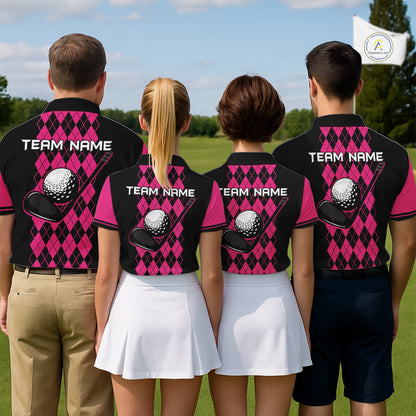 Argyle Golf Polo Shirt For Men Personalized Pink Argyle Golf Shirt Short Sleeve Golf Apparel NYN4563