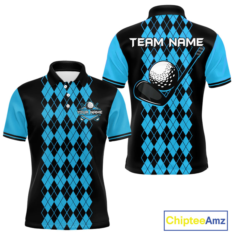 Argyle Golf Polo Shirt For Men Personalized Blue Argyle Golf Shirt Short Sleeve Golf Apparel NYN4564