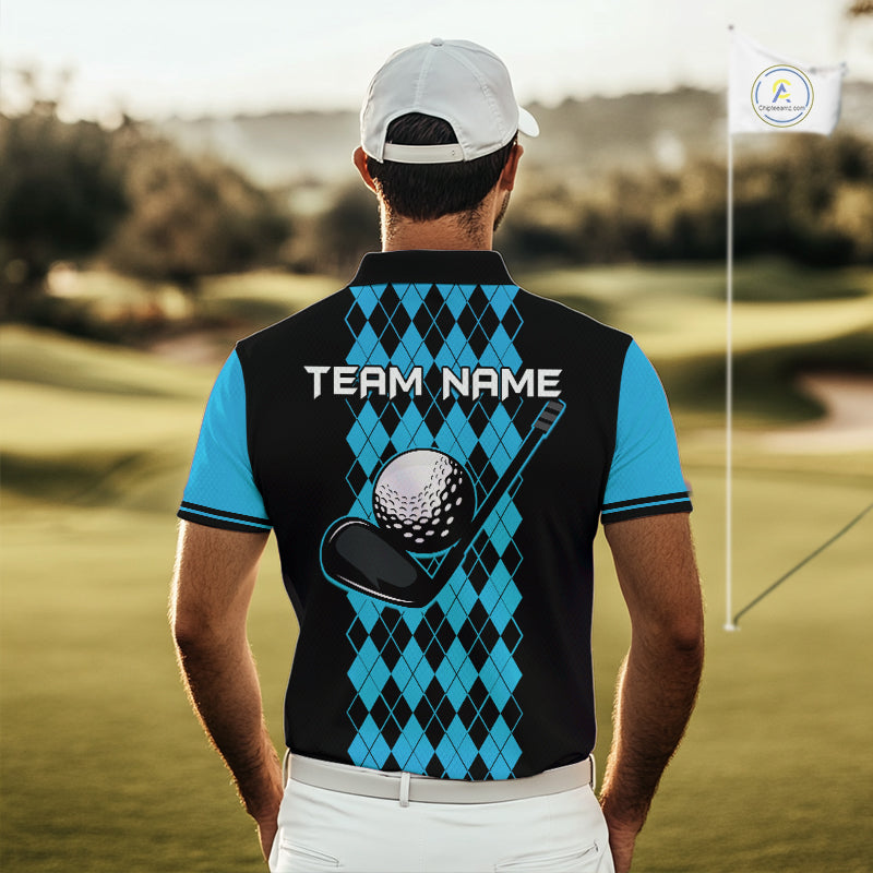 Argyle Golf Polo Shirt For Men Personalized Blue Argyle Golf Shirt Short Sleeve Golf Apparel NYN4564