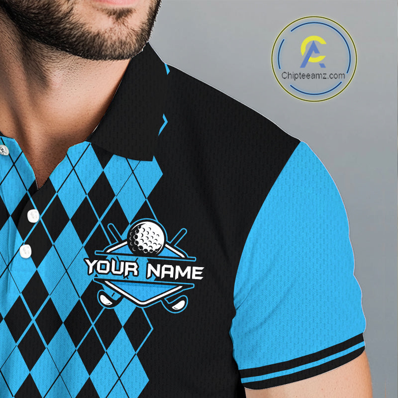 Argyle Golf Polo Shirt For Men Personalized Blue Argyle Golf Shirt Short Sleeve Golf Apparel NYN4564