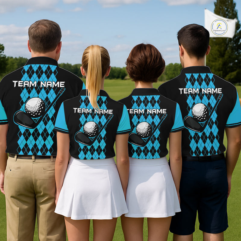 Argyle Golf Polo Shirt For Men Personalized Blue Argyle Golf Shirt Short Sleeve Golf Apparel NYN4564