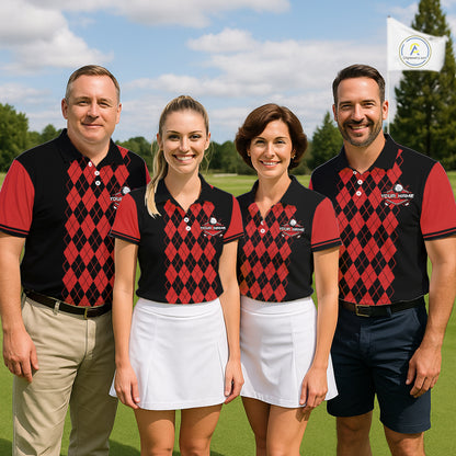 Argyle Golf Polo Shirt For Men Personalized Red Argyle Golf Shirt Short Sleeve Golf Apparel NYN4565