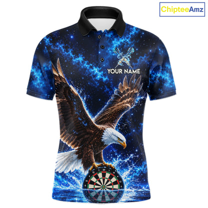 Custom Eagle Darts Polo 1/4-Zip Shirt For Men Personalized Blue Watering Darts Team Jersey NYN4577