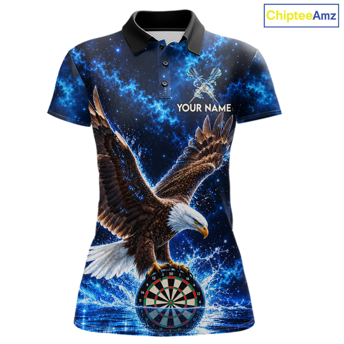 Custom Eagle Darts Polo 1/4-Zip Shirt For Women Personalized Blue Watering Darts Team Jersey NYN4577