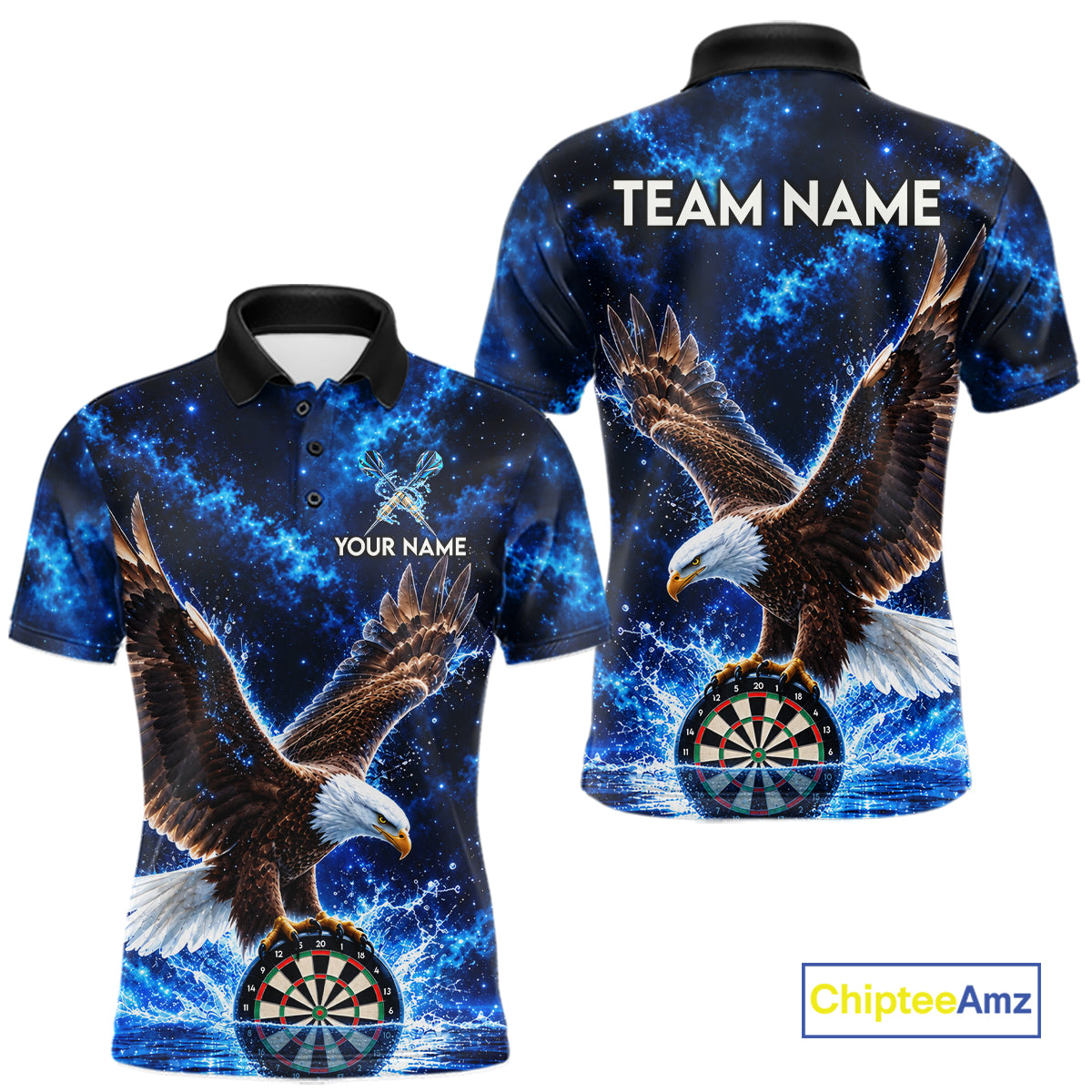 Custom Eagle Darts Polo 1/4-Zip Shirt For Men Personalized Blue Watering Darts Team Jersey NYN4577
