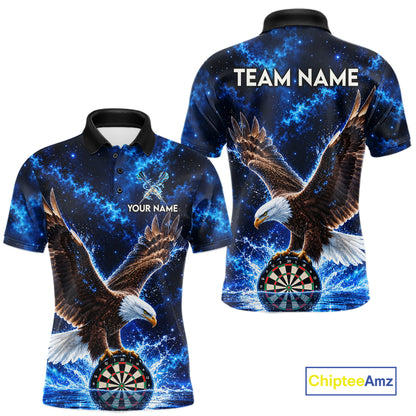 Custom Eagle Darts Polo 1/4-Zip Shirt For Men Personalized Blue Watering Darts Team Jersey NYN4577