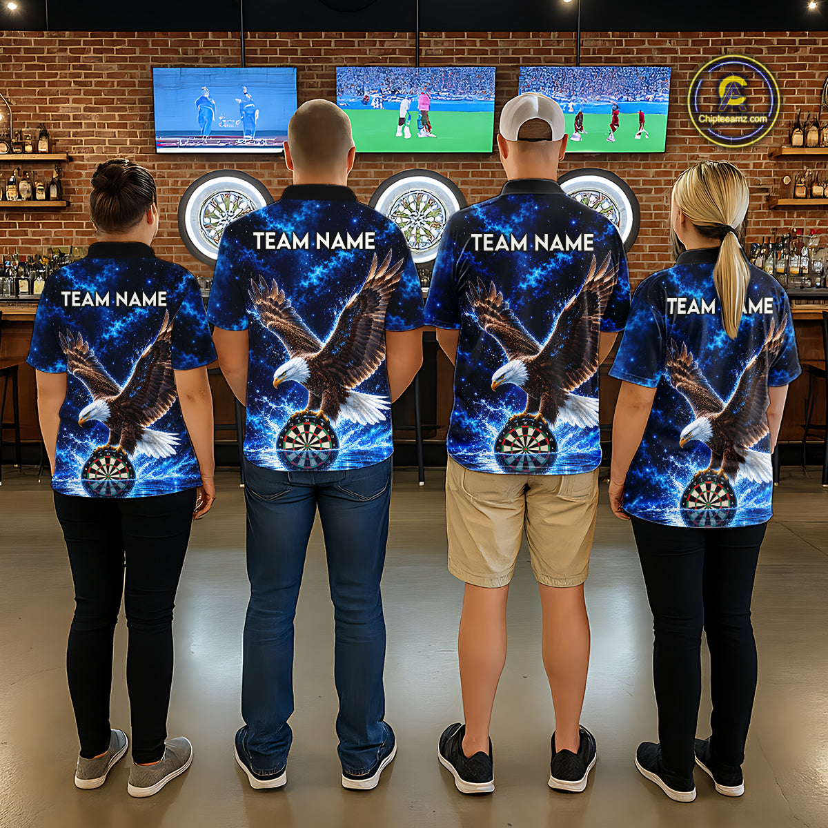 Custom Eagle Darts Polo 1/4-Zip Shirt For Men Personalized Blue Watering Darts Team Jersey NYN4577