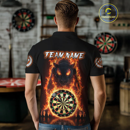 Custom Fire Flame Dartboard Horror Panther Dart Men Polo Jerseys Red Flame Dart Shirts NYN1732