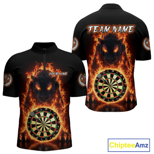 Custom Fire Flame Dartboard Horror Panther Dart Men Quarter-Zip Jerseys Red Flame Dart Shirts NYN1732