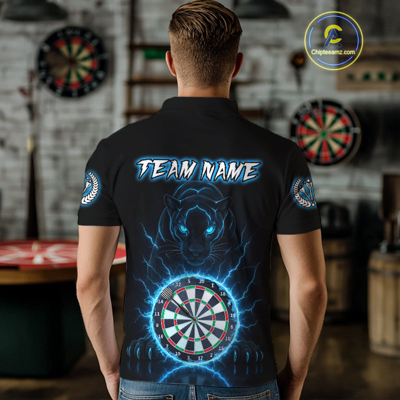 Custom Lightning Blue Dartboard Horror Panther Dart Men Polo Jerseys Outfits Dart Shirts NYN1733
