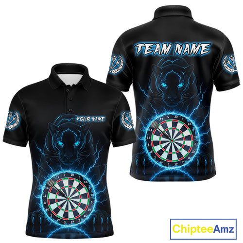 Custom Lightning Blue Dartboard Horror Panther Dart Men Polo Jerseys Outfits Dart Shirts NYN1733