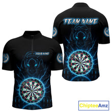 Load image into Gallery viewer, Custom Lightning Blue Dartboard Horror Panther Dart Men Quarter-Zip Jerseys Outfits Dart Shirts NYN1733