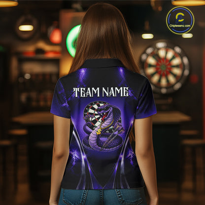 Custom Light Purple Cobra Darts Women Polo & 1/4-Zip Dart Shirt Funny Rich Cobra Outfit Dart Jerseys NYN2902