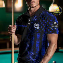 Load image into Gallery viewer, Blue Smokes American Flag 8 Ball Billiard Pool Shirt For Men Custom Billiard Skeleton Team Appeal NYN3288