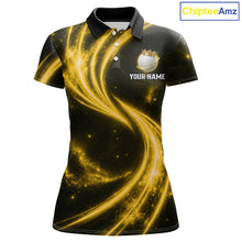 Load image into Gallery viewer, Women's galaxy yellow crown golf ball polo shirt, custom golf apparel, crown golf ball golf shirt, ladies golf clothing