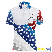 Load image into Gallery viewer, Mens Golf Polo Shirts Star Pattern Custom Patriotic Golf Team Shirts For Men, Golf Gifts NYN2915
