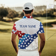 Load image into Gallery viewer, Mens Golf Polo Shirts Star Pattern Custom Patriotic Golf Team Shirts For Men, Golf Gifts NYN2915