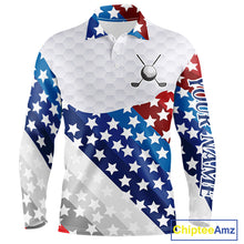 Load image into Gallery viewer, Mens Golf Polo Shirts Star Pattern Custom Patriotic Golf Team Shirts For Men, Golf Gifts NYN2915