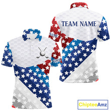 Load image into Gallery viewer, Mens Golf Polo Shirts Star Pattern Custom Patriotic Golf Team Shirts For Men, Golf Gifts NYN2915
