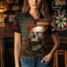 Load image into Gallery viewer, Custom Horror Cobra Skull Dartboard Dart Polo Shirt For Women Patriotic Dart Team Jersey NYN1500