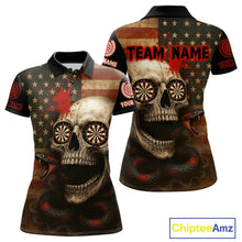Load image into Gallery viewer, Custom Horror Cobra Skull Dartboard Dart Polo Shirt For Women Patriotic Dart Team Jersey NYN1500