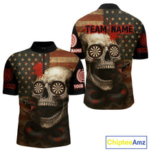 Load image into Gallery viewer, Custom Horror Cobra Skull Dartboard Dart 1/4-Zip Shirt For Men Patriotic Dart Team Jersey NYN1500