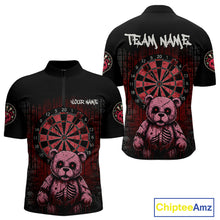 Load image into Gallery viewer, Black And Red Dripping Creepy Bear Grunge Custom Quarter-Zip Dart Shirt For Men Dart Jerseys NYN2021