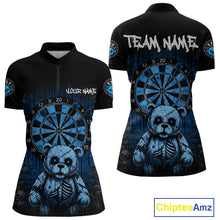 Load image into Gallery viewer, Black And Blue Dripping Creepy Bear Grunge Custom Quarter-Zip Dart Shirt For Women Dart Jerseys NYN2022