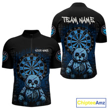 Load image into Gallery viewer, Black And Blue Dripping Creepy Bear Grunge Custom Quarter-Zip Dart Shirt For Men Dart Jerseys NYN2022