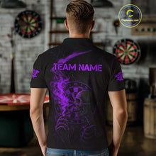 Load image into Gallery viewer, Purple Smoking Skeleton Bone Grunge Dartboard Custom Men Polo Dart Jerseys Dart Gifts NYN2035