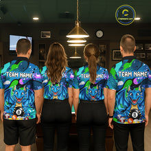 Load image into Gallery viewer, Blue Splatter Funny Dragon 8 Ball Pool Billiard Shirts For Men Custom Cute Billiard Team Outfits NYN3302