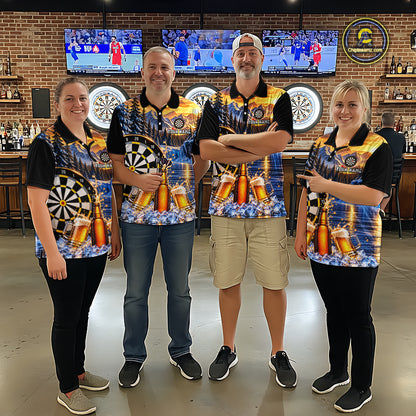 Custom Cold Beer Darts Polo 1/4 Zip Shirt For Women Beer Lover Dartboard Shirt Darts Team Jersey Gift NYN4968