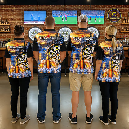 Custom Cold Beer Darts Polo 1/4 Zip Shirt For Women Beer Lover Dartboard Shirt Darts Team Jersey Gift NYN4968
