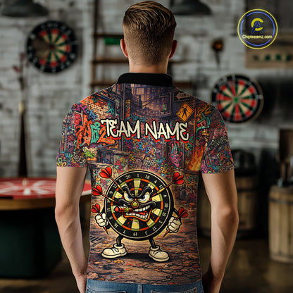 Funny Dartboard Smoking Men Darts Team Shirt Personalized Graffiti Dart Polo Jerseys NYN2554