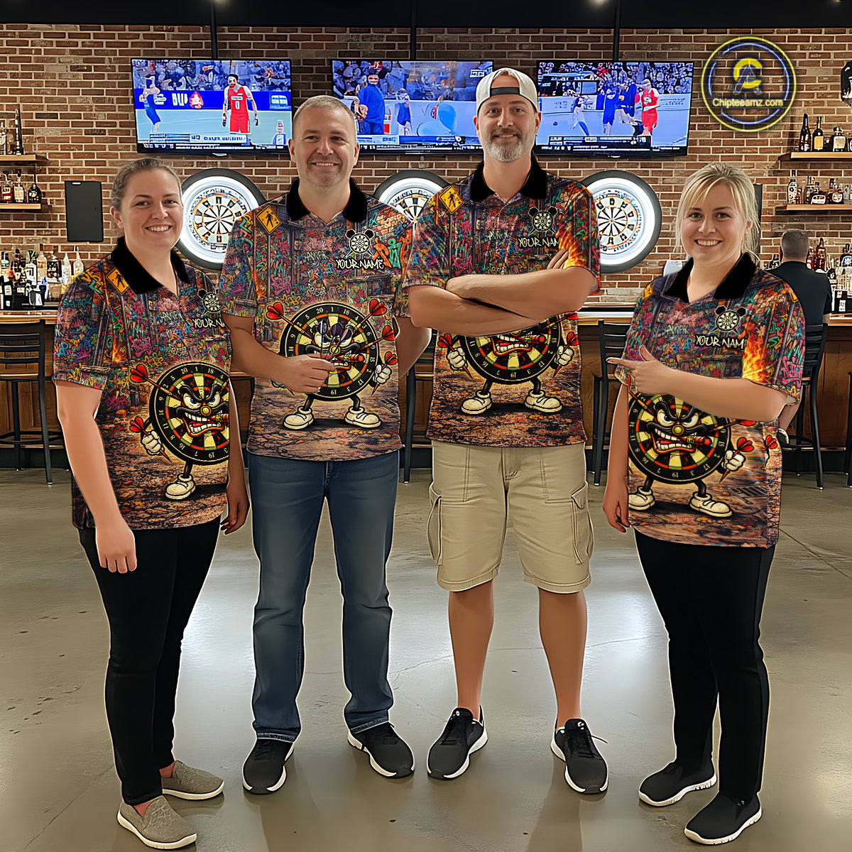 Funny Dartboard Smoking Women Darts Team Shirt Personalized Graffiti Dart Quarter-Zip Jerseys NYN2554
