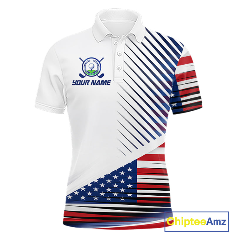 Patriotic Mens Golf Shirts Golf Clothing Custom American Flag Polo Shirt, Gifts For The Golfer NYN2932