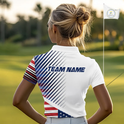 Patriotic Women Golf Shirts Golf Clothing Custom American Flag Polo Shirt, Gifts For The Golfer NYN2932