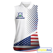 Load image into Gallery viewer, Patriotic Women Golf Shirts Golf Clothing Custom American Flag Sleeveless Polo Shirt, Gifts For The Golfer NYN2932