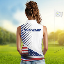 Load image into Gallery viewer, Patriotic Women Golf Shirts Golf Clothing Custom American Flag Sleeveless Polo Shirt, Gifts For The Golfer NYN2932