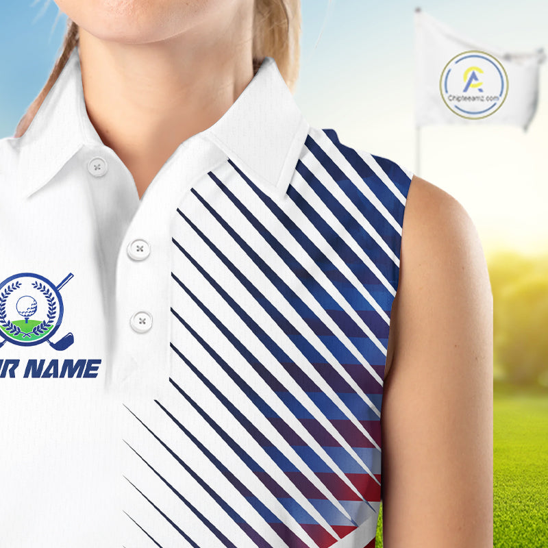 Patriotic Women Golf Shirts Golf Clothing Custom American Flag Sleeveless Polo Shirt, Gifts For The Golfer NYN2932
