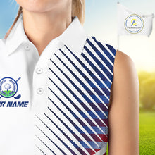 Load image into Gallery viewer, Patriotic Women Golf Shirts Golf Clothing Custom American Flag Sleeveless Polo Shirt, Gifts For The Golfer NYN2932