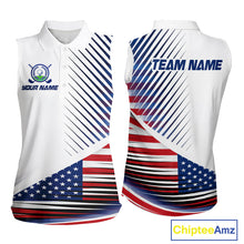Load image into Gallery viewer, Patriotic Women Golf Shirts Golf Clothing Custom American Flag Sleeveless Polo Shirt, Gifts For The Golfer NYN2932