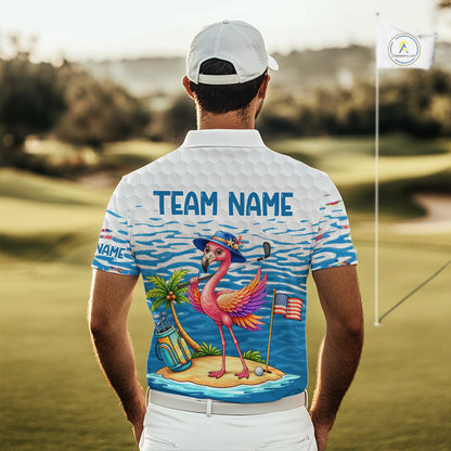 Flamingo Golf Clothing Waving Summer Golf Shirt Funny Custom Floral Golf Polo, Best Golf Gifts NYN2937