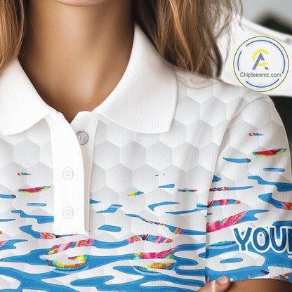 Flamingo Golf Clothing Waving Summer Golf Shirt Women Custom Floral Golf Polo, Best Golf Gifts NYN2937