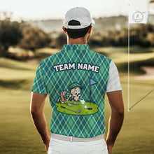 Load image into Gallery viewer, Green And Blue Argyle Golf Apparel Funny Skeleton Golf Polos For Men Custom Golf Team Outfits NYN3323