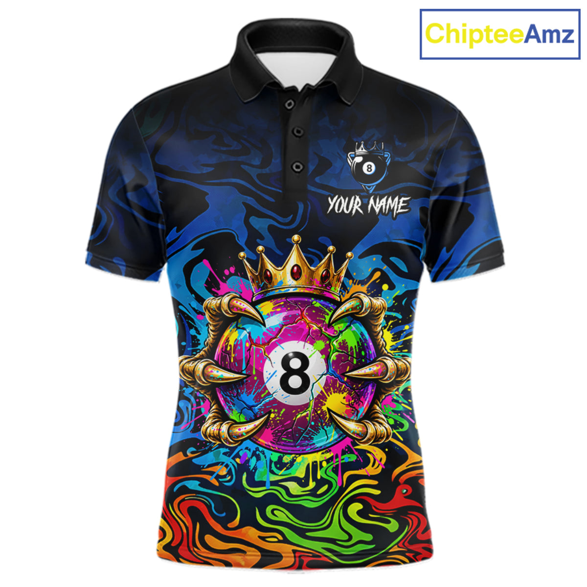 Skeleton Crown 8 Ball Pool Shirt For Men Custom Colorful Splatter Billiard Jersey With Name NYN4616